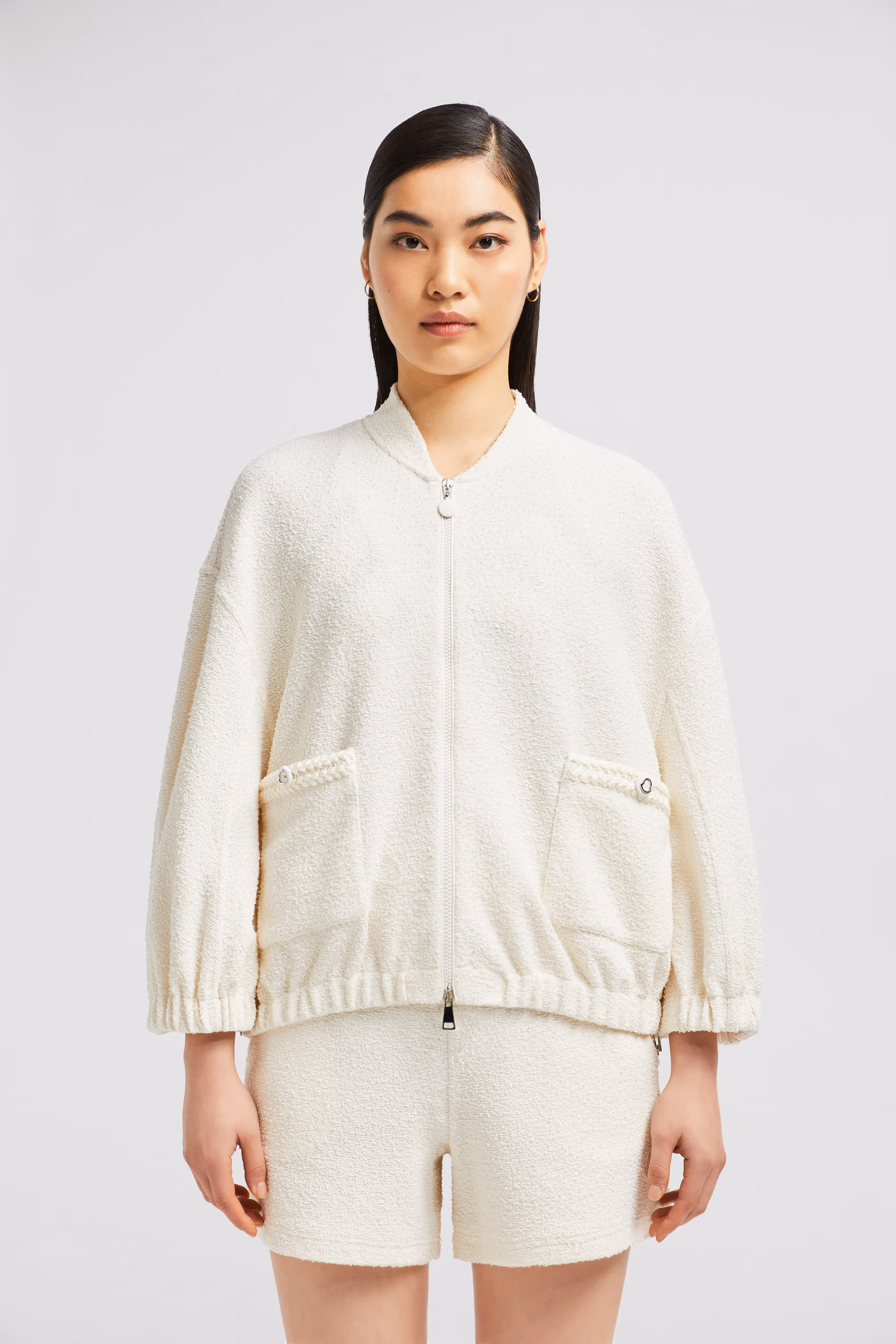 2-in-1 Bouclé Zip-Up Cardigan Women White Moncler 3
